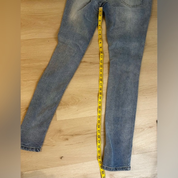 MAN Button Fly Distressed Ripped Fringe Men’s Denim Jeans Casual Summer Size 34 - Picture 7 of 9